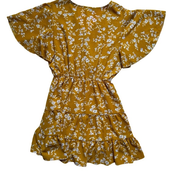 Boho Yellow Floral Ruffle SleeveMini Dress Size Small - Picture 4 of 5